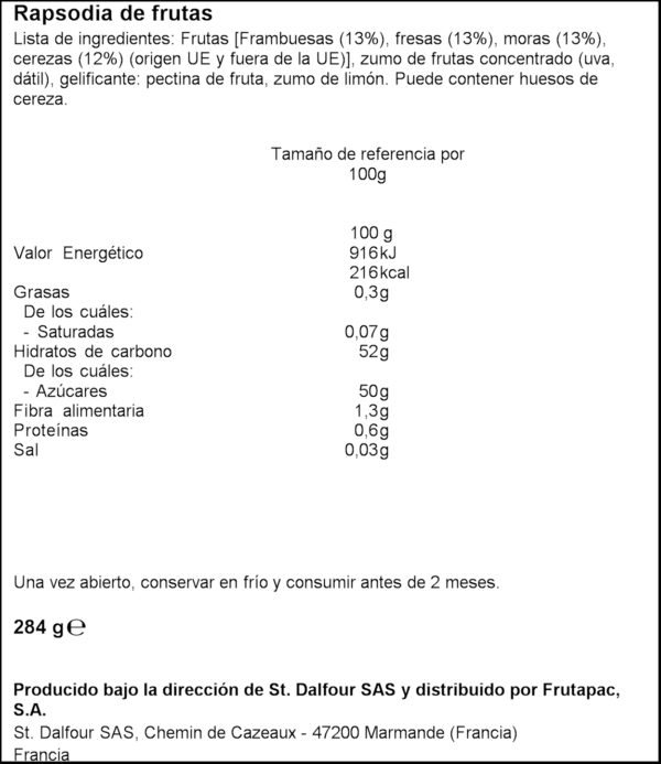 S. DALFOUR MELMELADA 4 FRUITES 284GR