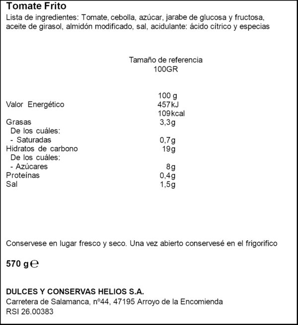 HELIOS TOMAQUET FREGIT 580G