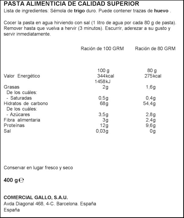 GALLO HELICES 3MN 400GR