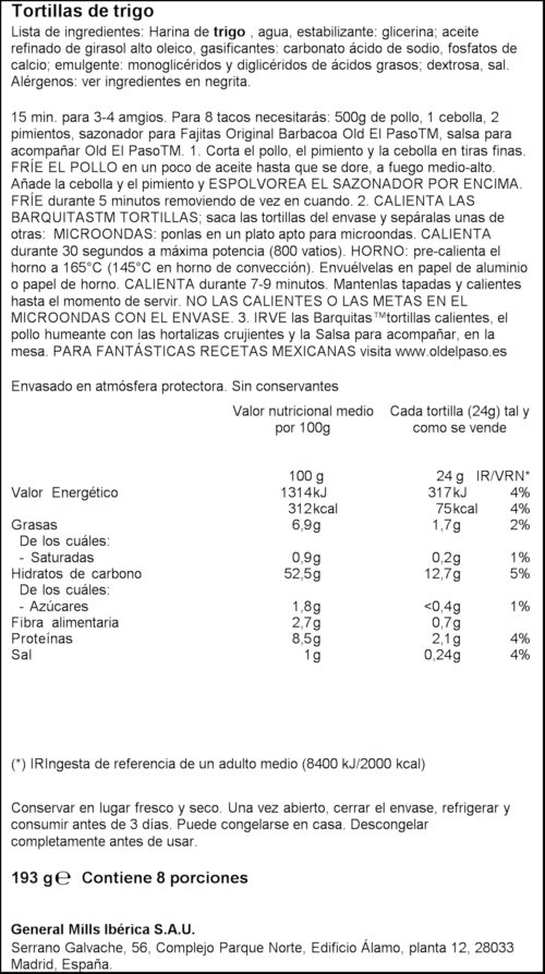 OLD EL PASO BARQUETA MEXICANA 193GR