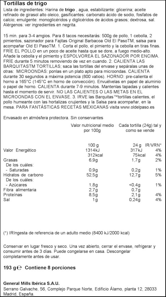 OLD EL PASO BARQUETA MEXICANA 193GR