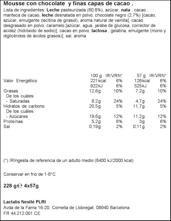 NESTLE GOLD MOUSSE XOCOLATA 4X57GR
