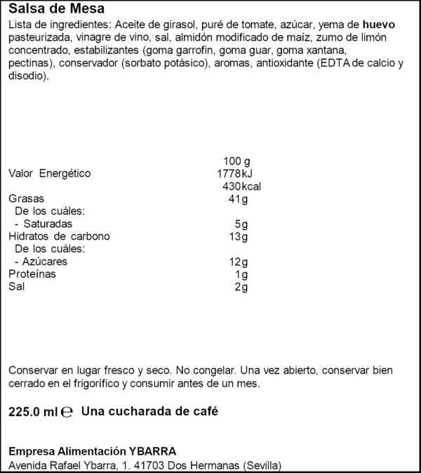 YBARRA SALSA COCTEL 225ML.