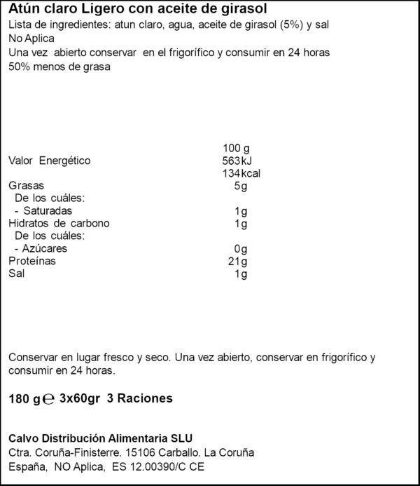 CALVO TONYINA 50%GRASA VEGETAL X3