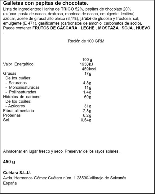 CUETARA CAMPURRIANAS GALETES XOCOLATA 450GR