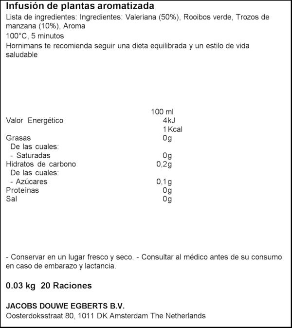 HORNIMANS INFUSIO VALERIANA ROOIBOS I POMA X20