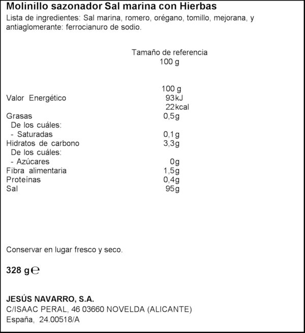 CARMENCITA MOLINET SAL MARINA HERBES 328GR