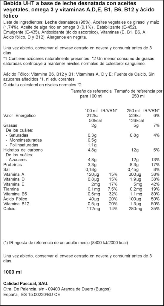 FLORA LLET DESNATADA OMEGA3 1L