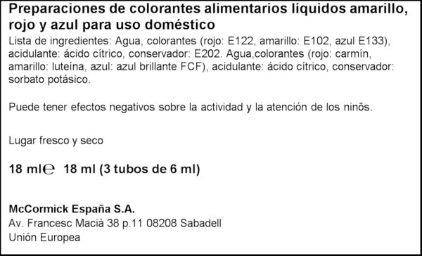 VAHINE COLORANTS ALIMENTARIS 6ML