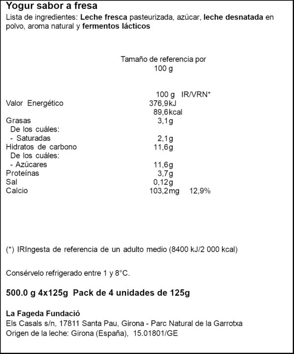 LA FAGEDA IOGURT GUST MADUIXA 4X125GR