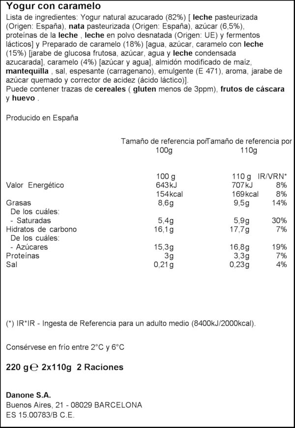 DANONE OIKOS IOGURT GREC CARAMEL 2X110GR