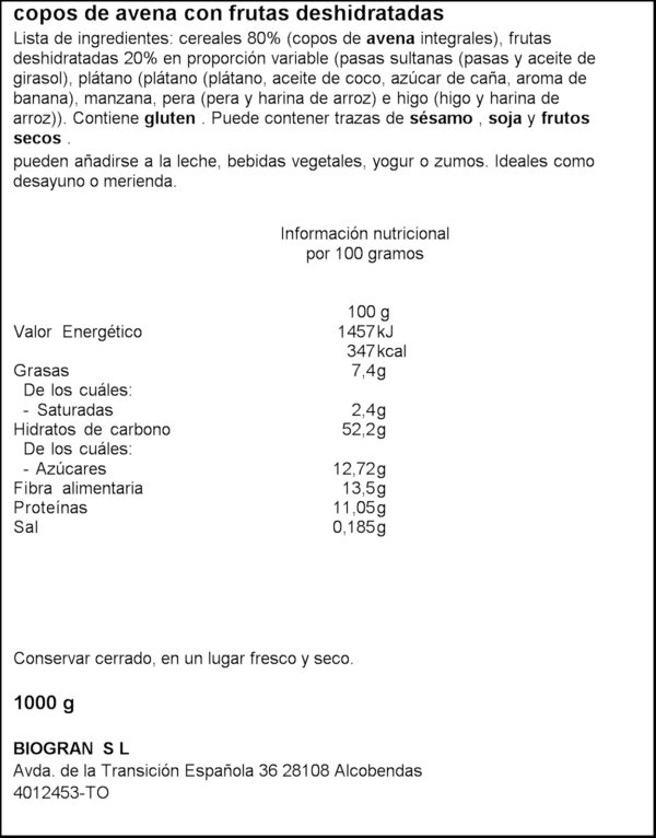 NATURCESTA FLOCS DE CIVADA 1KG