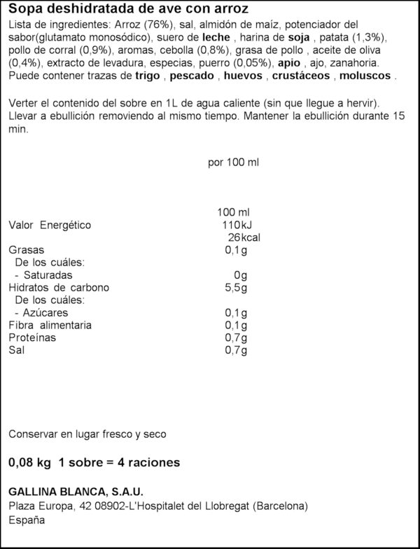 G.BLANCA AU AMB ARROS 87G