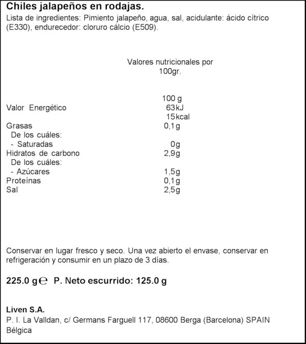 ZANUY JALAPEÑOS TALLATS 125GR