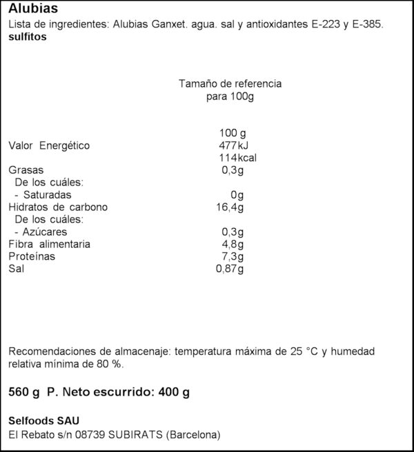 ARANCA MONGETA GANXET 400GR