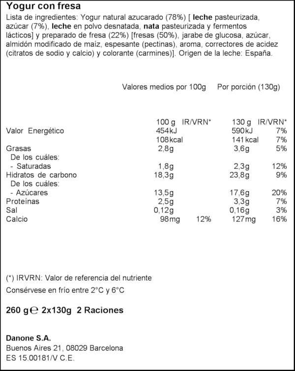 DANONE IOGURT ORIGINAL MADUIXA 2X135GR