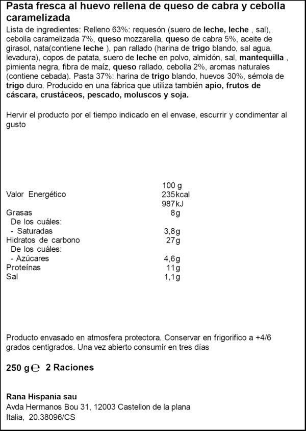 RANA FORMATGE CABRA/CEBA 250GR