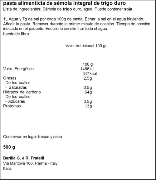 BARILLA PENNETTE RIGATE 500GR