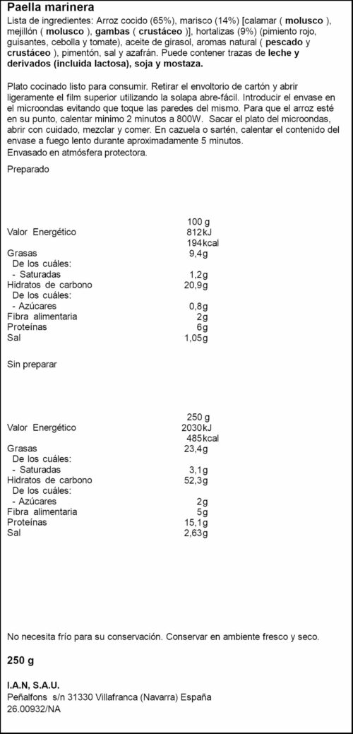 CARRETILLA PAELLA MARINERA 250GR