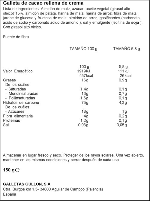 GULLON GALETES DIGESTIVE S/GLUTEN 150GR