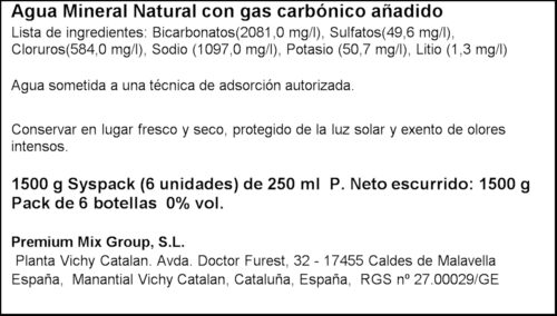 VICHY CATALA AIGUA AMB GAS 6X25CL