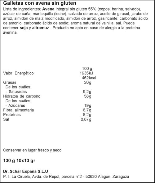 SCHAR GALETES CIVADA S/GLUTEN 130GR