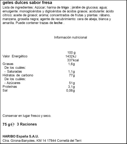 HARIBO GOMINOLES MADUIXA 80GR