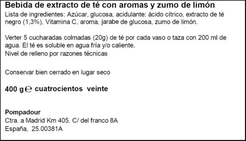 POMPADOUR TE SOLUBLE LLIMONA 400GR