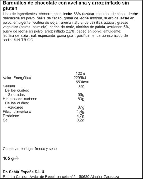 SCHAR CRISP BAR S/GLUTEN 105GR