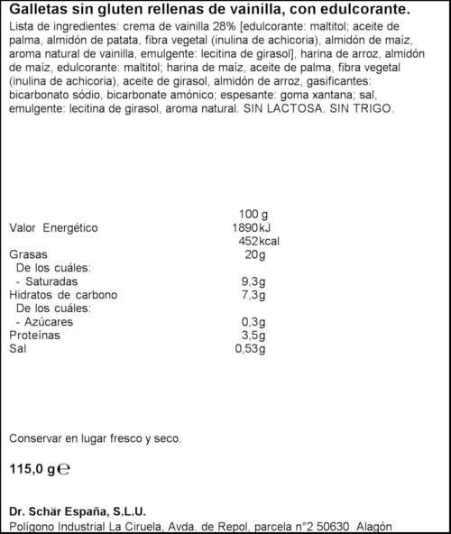 SCHAR CREMA VAINILLA S/GLUTEN 115GR
