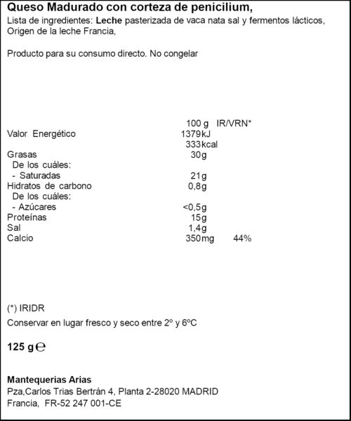 CAPRICE DES DIEUX FORMATGE VACA 31%MG 125GR
