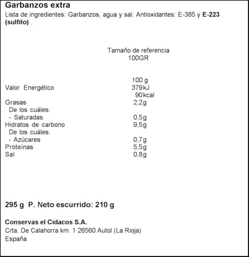 CIDACOS CIGRONS 295GR