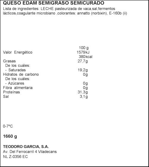 SOMBRERO DE COPA FORMATGE EDAM BOLA 1,6KG
