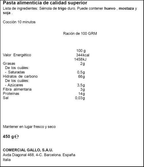 GALLO ESPAGUETI SELECCIO 450GR