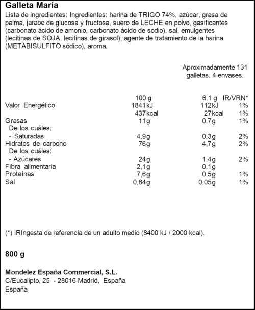 FONTANEDA GALETA BONA MARIA 800G