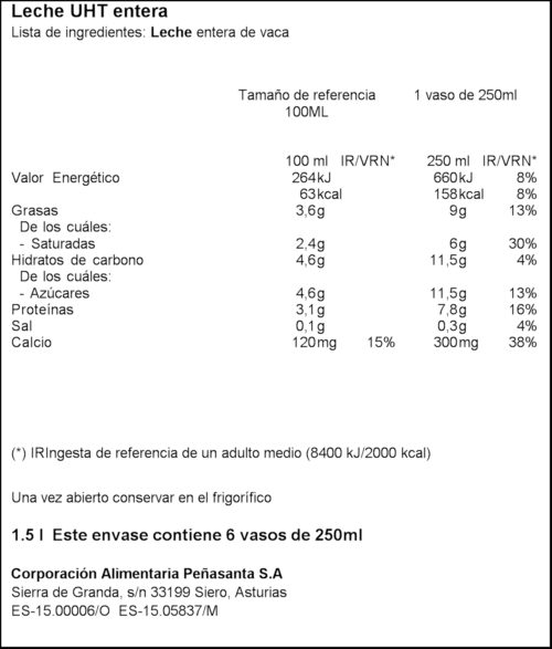 ASTURIANA LLET SENCERA 1,5L