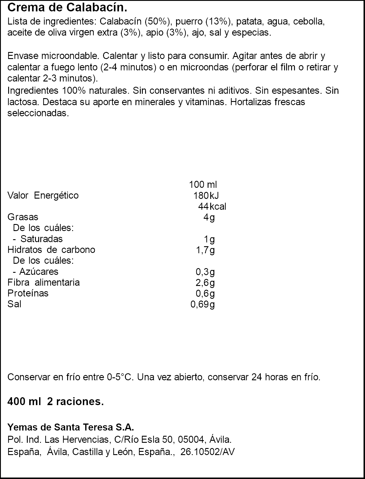 SANTA TERESA CREMA CARBASSO 400GR